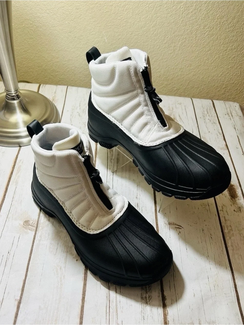 Sperry Women’s Rain Boots Black/White Winter Lightweight New